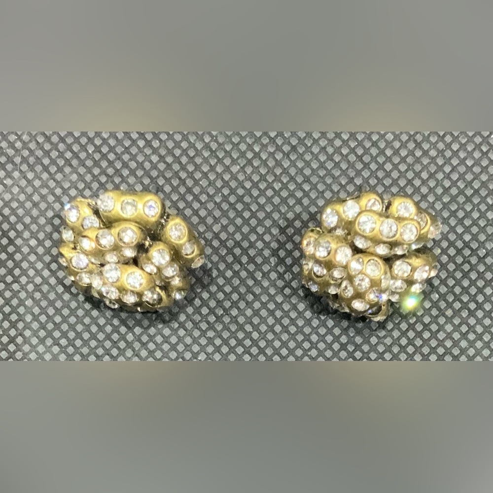 Antique rhinestone and gold earrings.  Pierced.